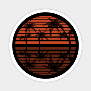 Retro / Vintage Sunset with Palm Trees Magnet